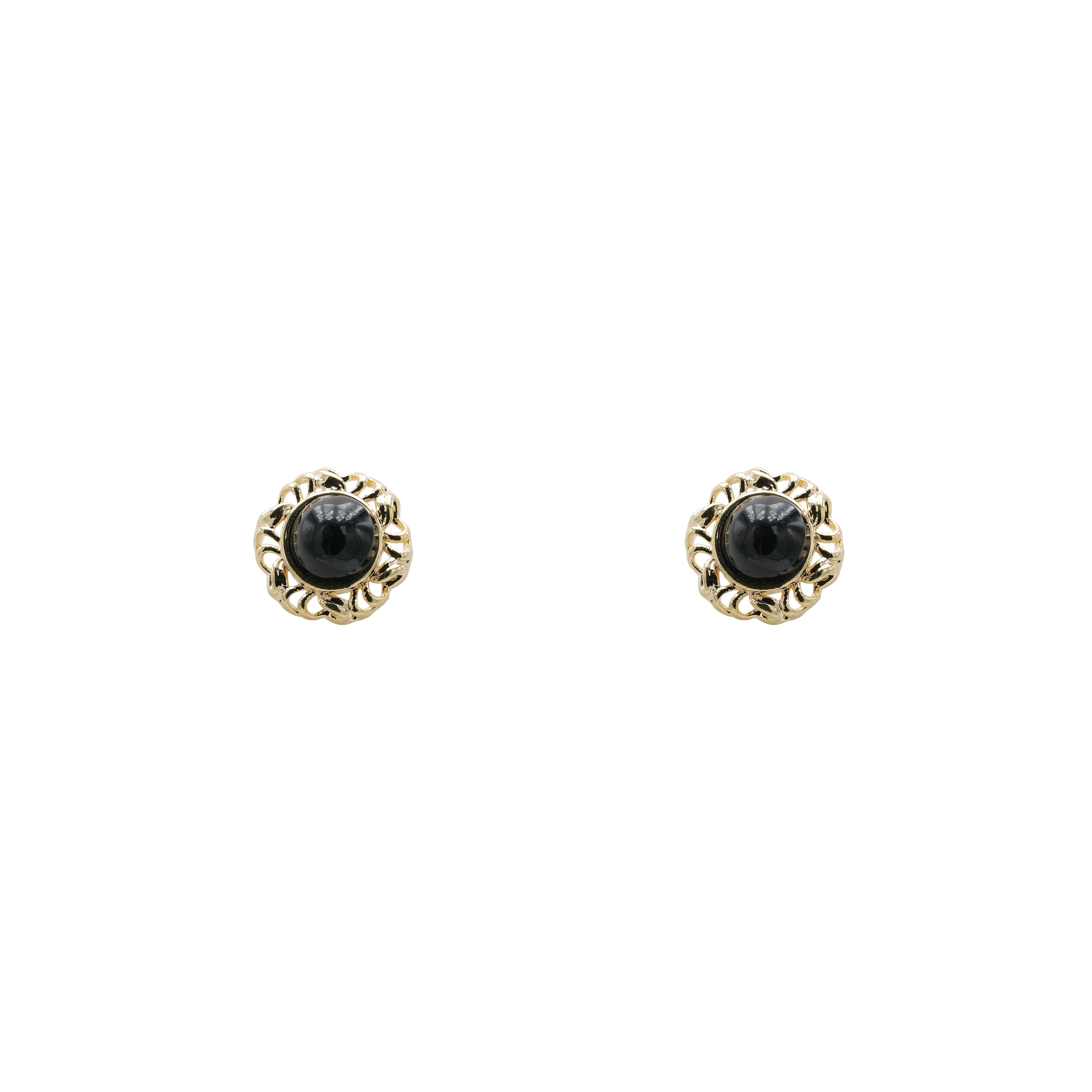 Gold Black Stud Earrings
