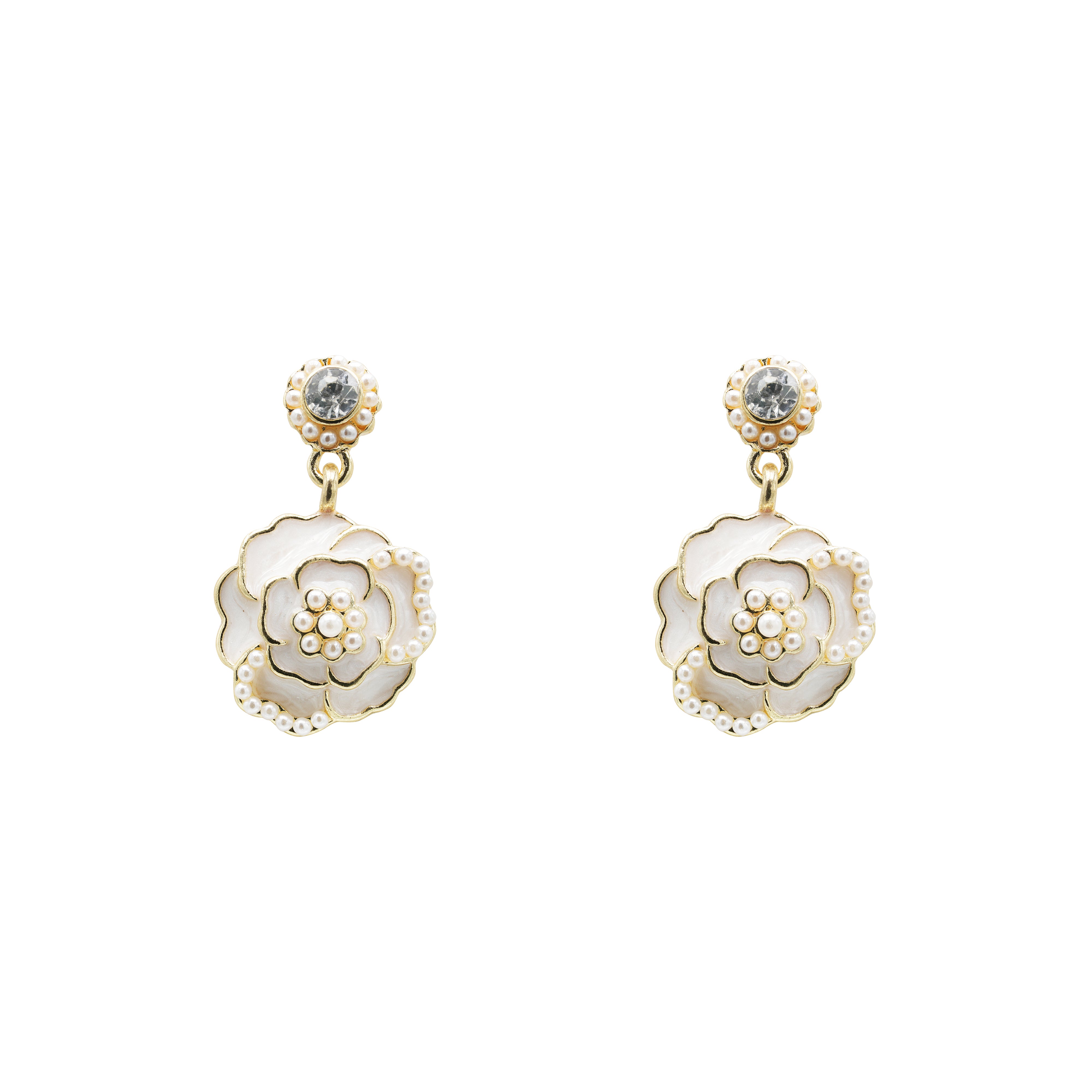 Boucles d'Oreilles Camélia Blanc