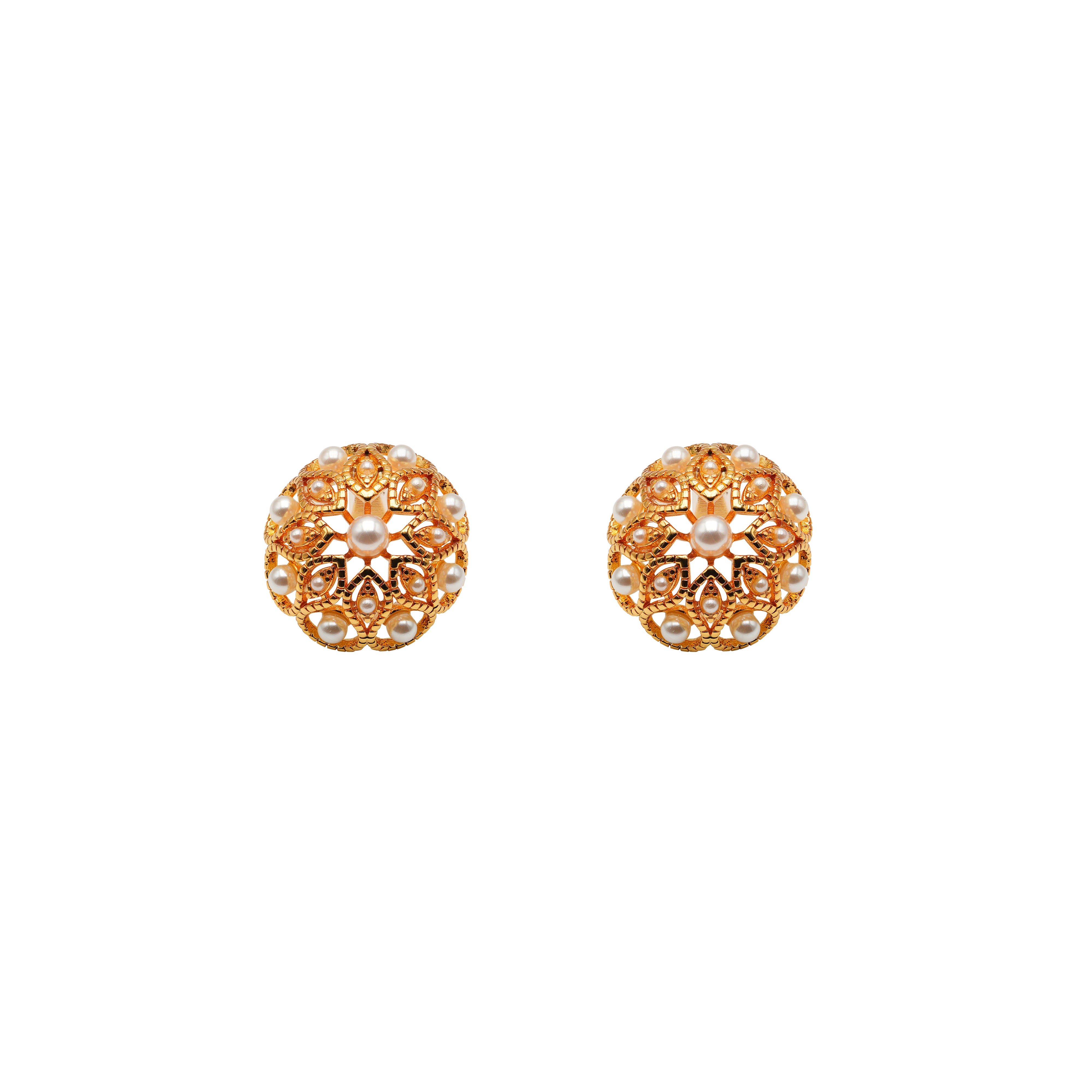 Golden Dome Pearl Studs