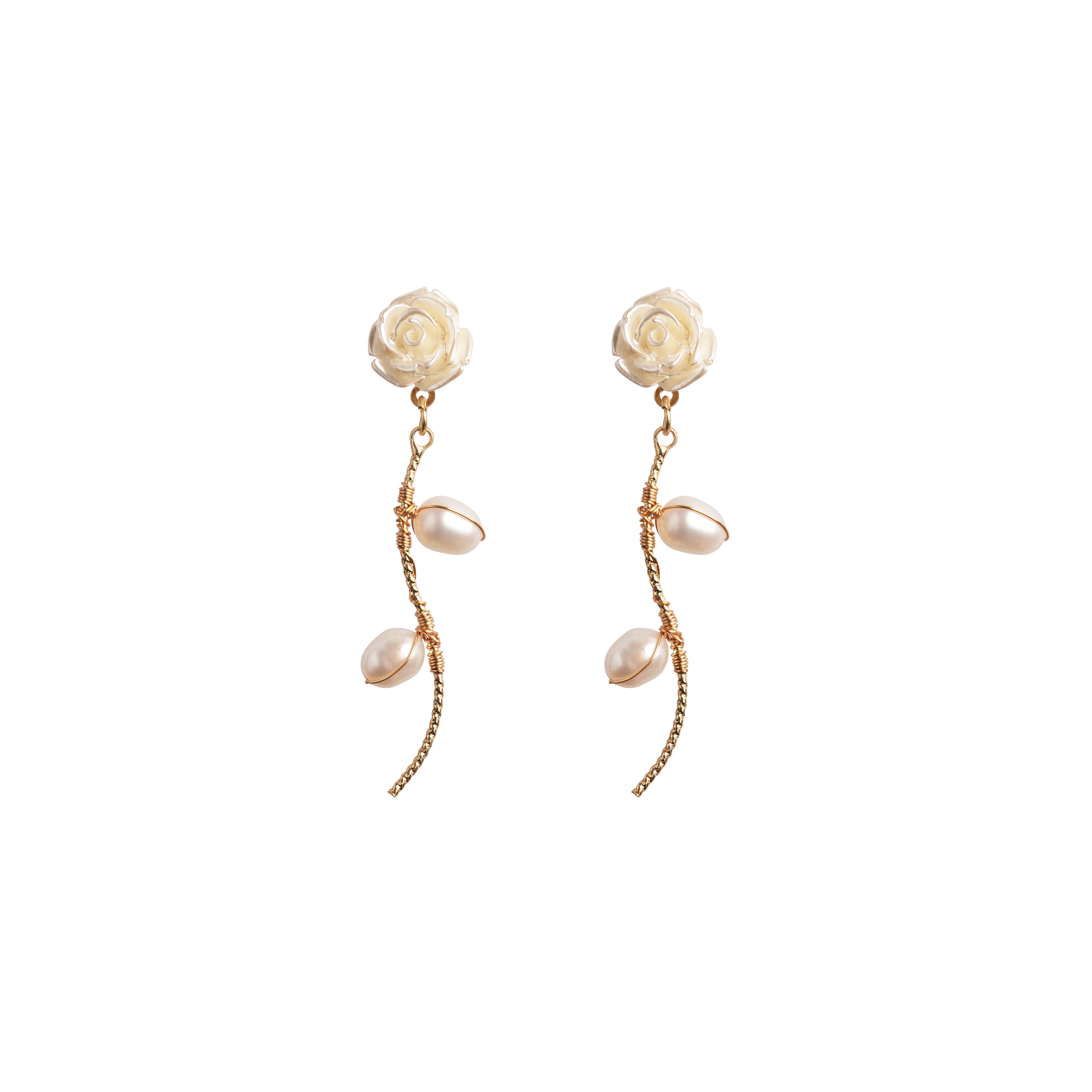 Boucles d'Oreilles Rose de Perle